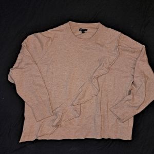 Wool blend sweater with ruffle detail